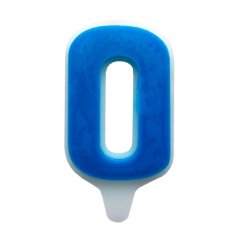 Свеча декоративная "Цифра 0" Синяя 1232267