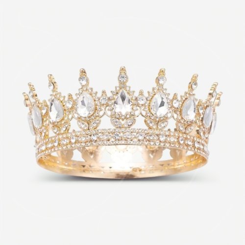Топпер декоративный "Корона с камнями" Золото/Белый 12 см 