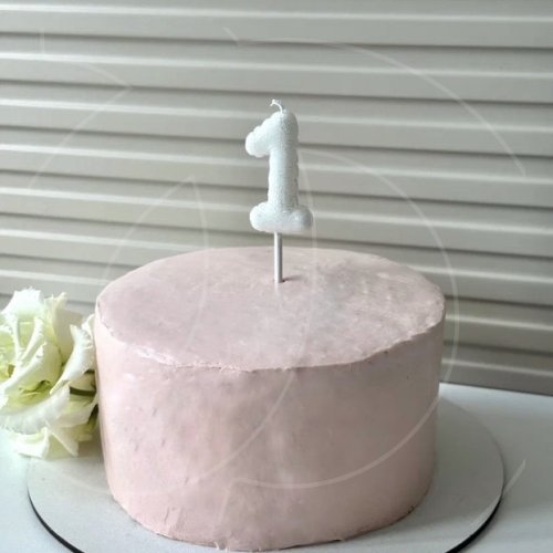 Свеча декоративная Цифра "1" Воздушный шарик Белый с блёстками 