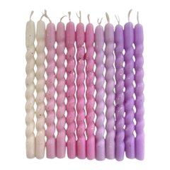 Свечи декоративные Белые, розовые, фиолетовые 12 шт 