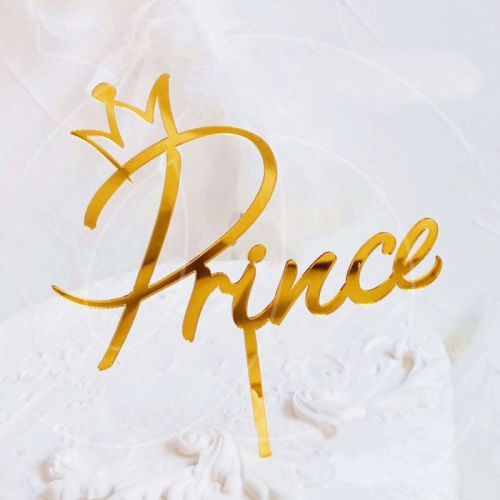 Топпер декоративный акриловый "Prince" Золото 12,5x8,5 см 