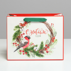 Пакет бумажный "С Новым годом" 23х18х10 см 4843323