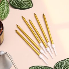 Свечи декоративные "Золотой металлик" 10 см 6 шт 7582965