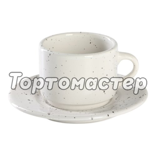 Набор чашка и блюдце фарфор Белый в крапинку 10167727