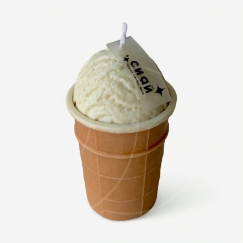 Свеча интерьерная "Мороженое в стаканчике кокосовое" 