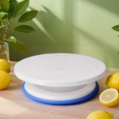 Столик поворотный для торта пластиковый "Белый" 28х9 см 29204