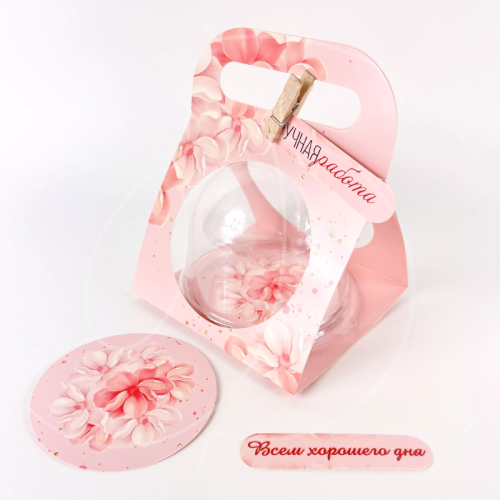 Коробка-сумочка для упаковки контейнера-купола "Цветы" КУ-703