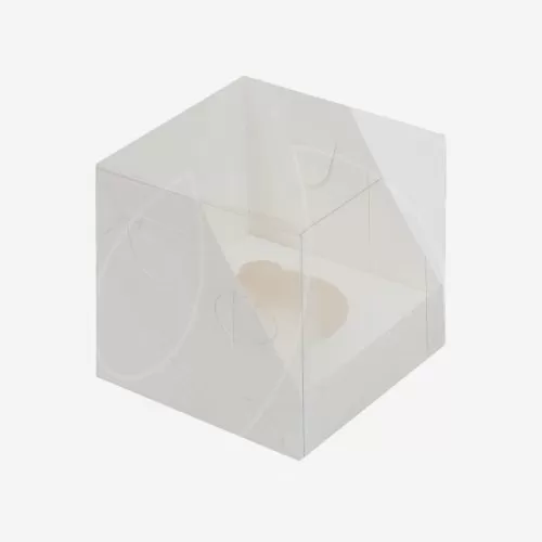 Коробка на 1 капкейк с прозрачной крышкой белая 040120 ф   КУ-00699   КУ-699, 51010