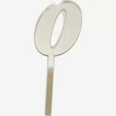 Топпер декоративный акриловый "Цифра 0" Серебро 9,5х3,5 см 
