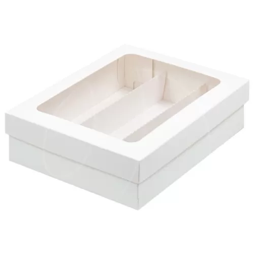 Коробка для макарон с окном белая 21x16,5x5,5 см 080250 ф