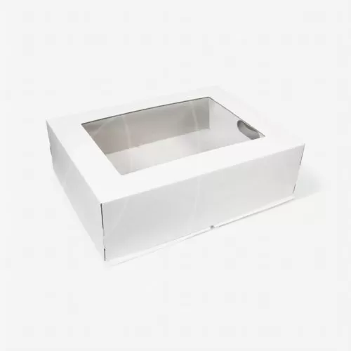 Коробка для торта с окном белая 30х40х12 см 3304012