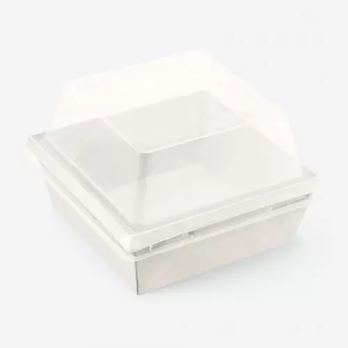 Коробка для бенто-торта и моти белая 15х15х9,5 см дно 13,5х13,5 см SMART PACK 800 W